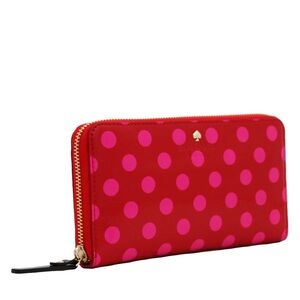 Kate Spade Red and Pink Polka Dot Carlisle Street Lacey Wallet
